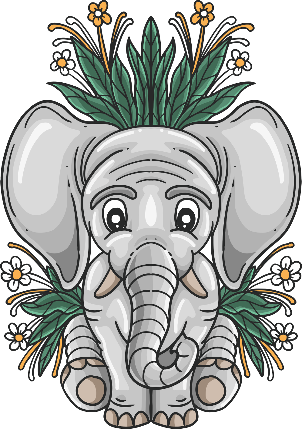 Tappeto vinile animali illustrazione elefante carino - TenStickers