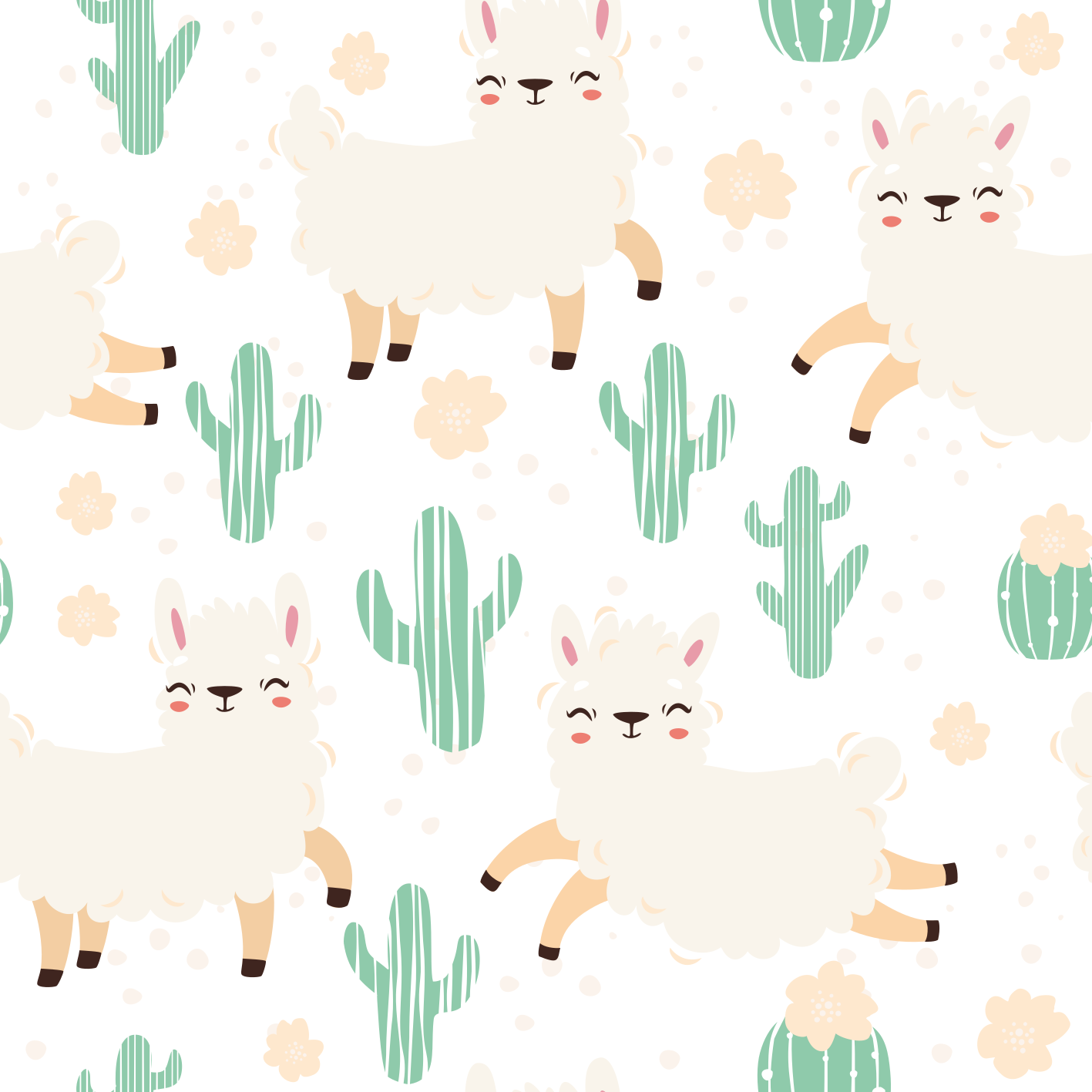 Tappeto vinile animali llamas e cactus carini - TenStickers