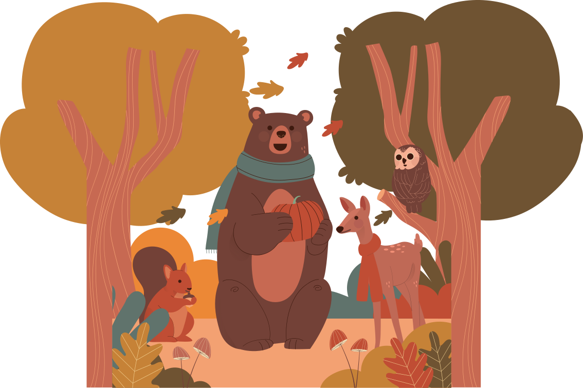 Tappeto vinile animali creature del bosco autunnale - TenStickers