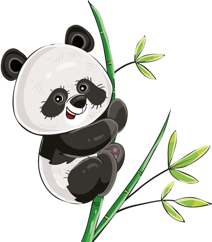 Tappeto vinile animali panda che scala il bambù - TenStickers