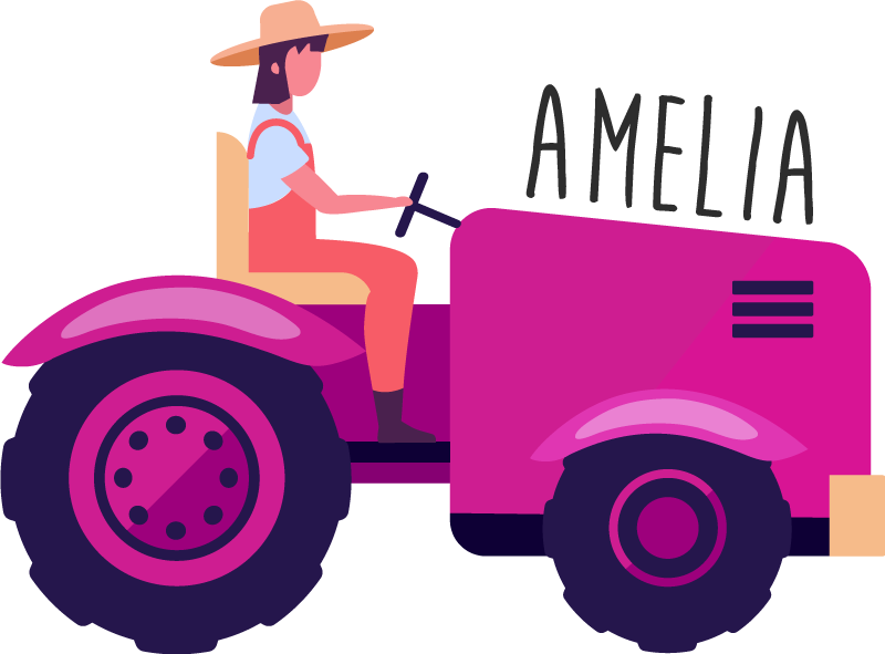 Tappeto vinile animali avventura personalizzata con trattore - TenStickers