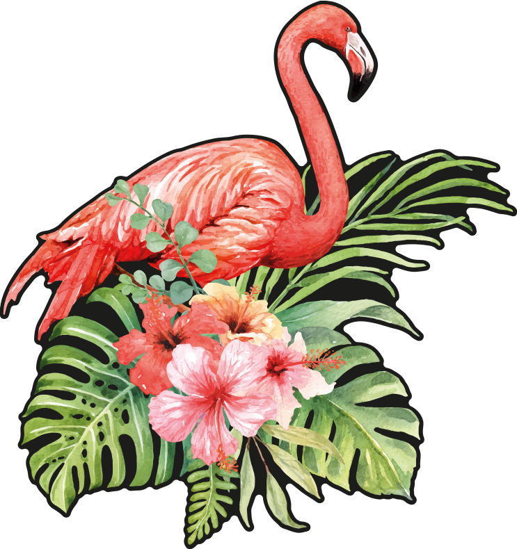 Tappeto vinile animali fenicottero con fiori - TenStickers