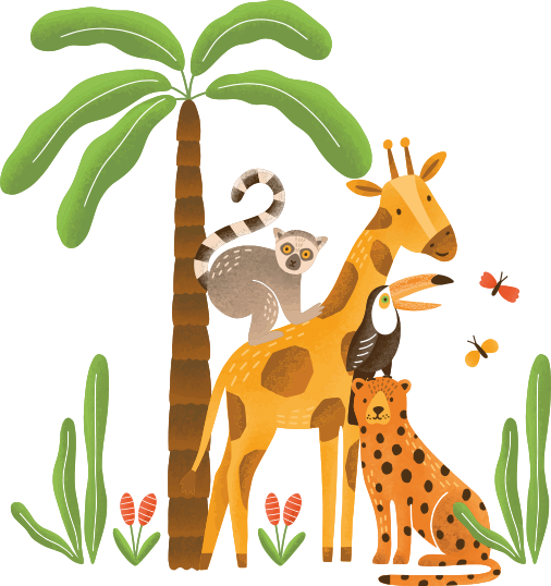 Tappeto vinile animali ambiente giungla giocoso - TenStickers