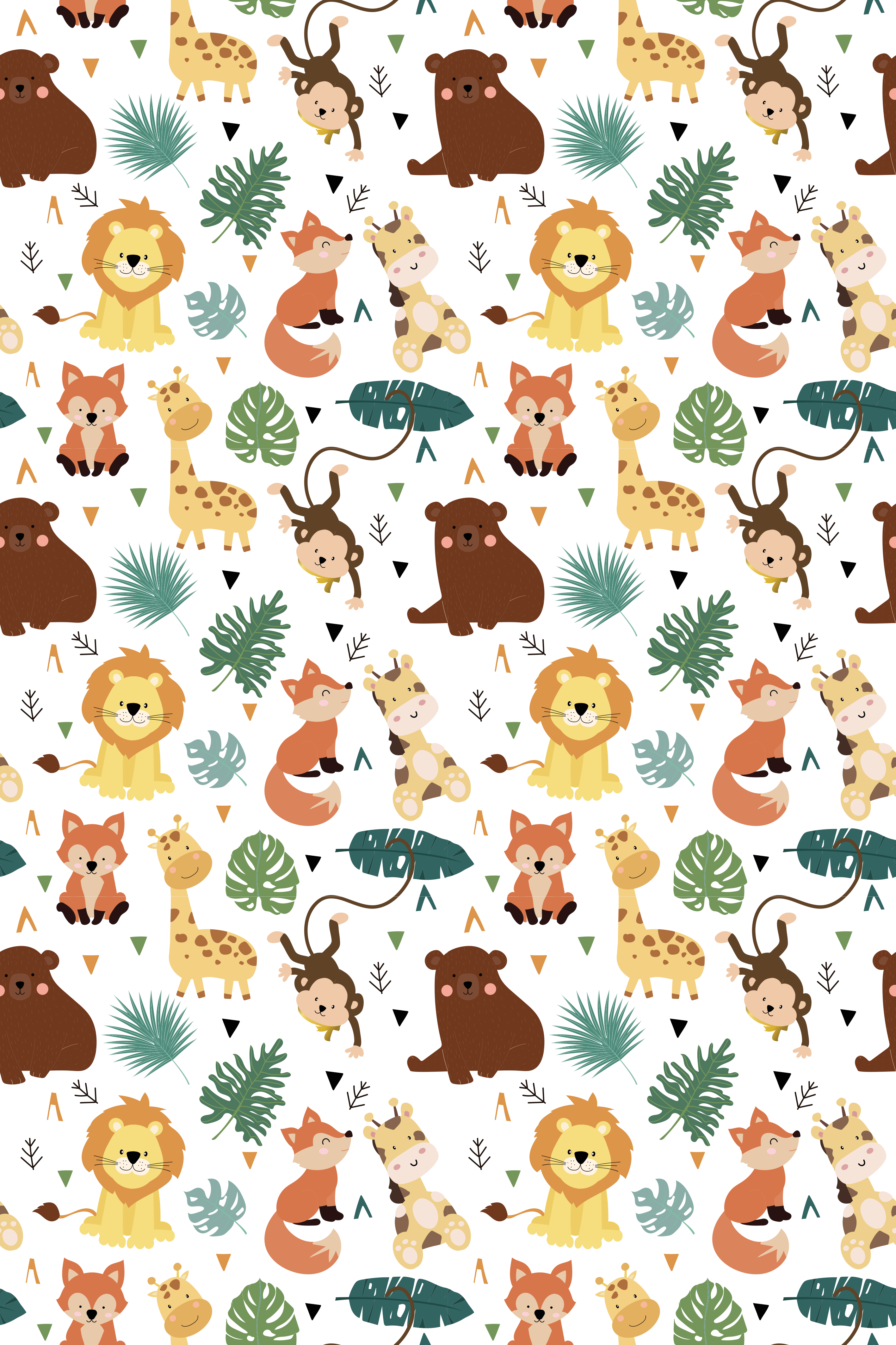 Tappeto vinile animali animali selvatici con foglie - TenStickers