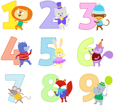 Tappeto vinile animali numeri colorati per bambini - TenStickers