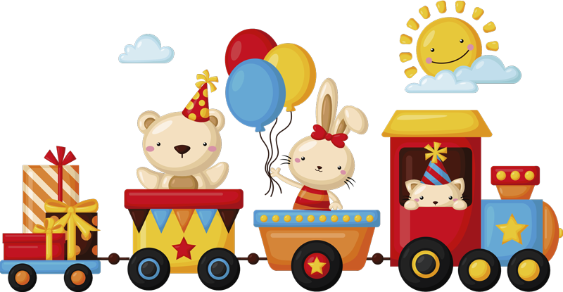 Tappeto vinile animali treno di animali - TenStickers