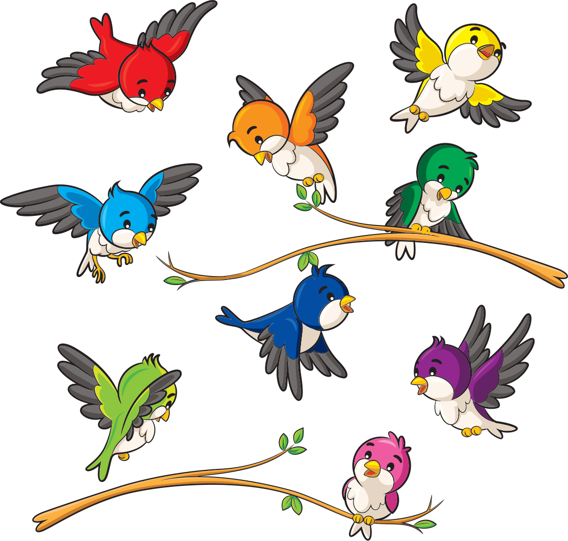 Tappeto vinile animali uccellini colorati - TenStickers