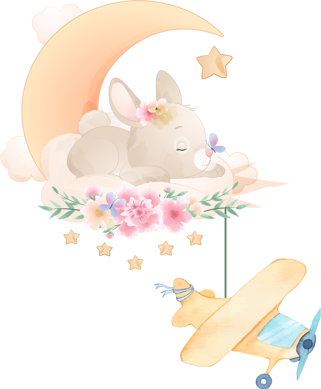 Tappeto vinile animali coniglio che dorme sulla luna - TenStickers