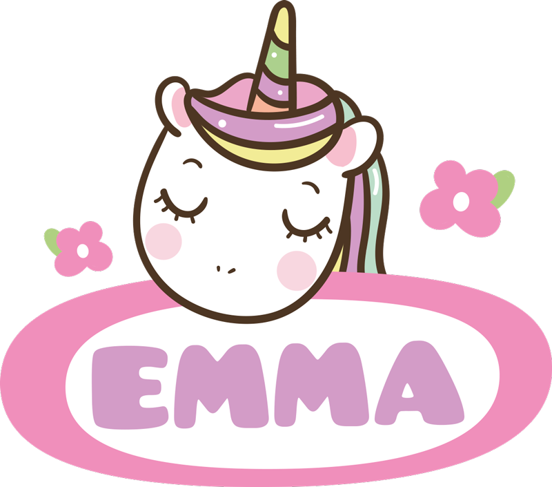 Tappeto vinile animali etichetta nome colorata unicorno - TenStickers