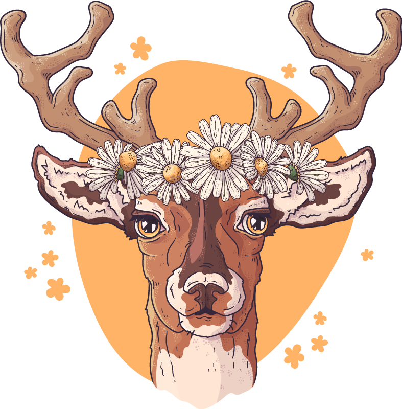 Tappeto vinile animali cervo fiorito - TenStickers