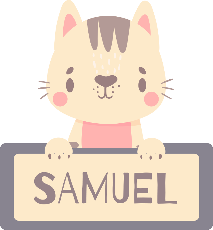 Tappeto vinile animali etichetta gatto con nome - TenStickers