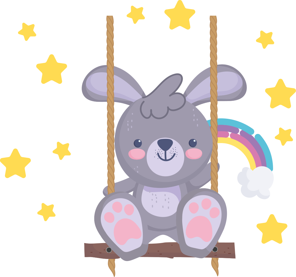 Tappeto vinile animali coniglio su altalena stellata - TenStickers