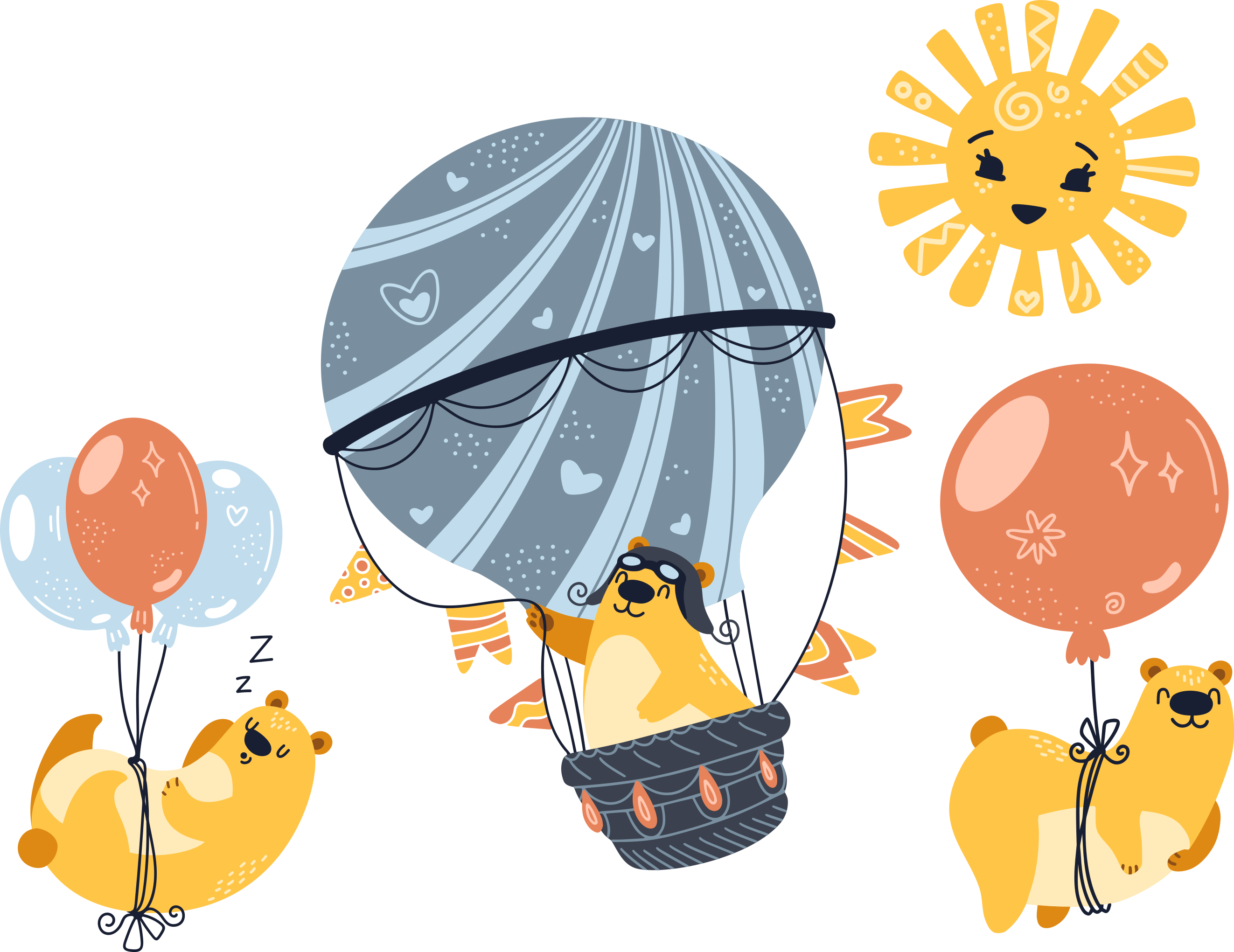 Tappeto vinile animali appesi ai palloncini - TenStickers