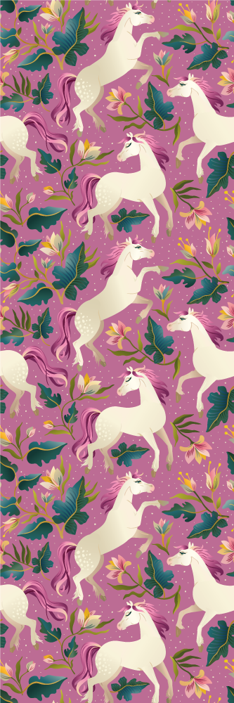 Tappeto vinile animali design cavallo rosa floreale - TenStickers