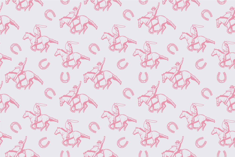 Tappeto vinile animali motivo cavallo cowboy rosa - TenStickers