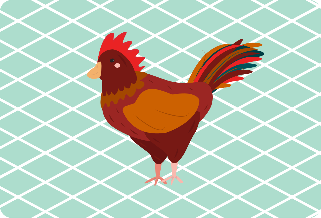 Tappeto vinile animali gallo rosso di lato - TenStickers
