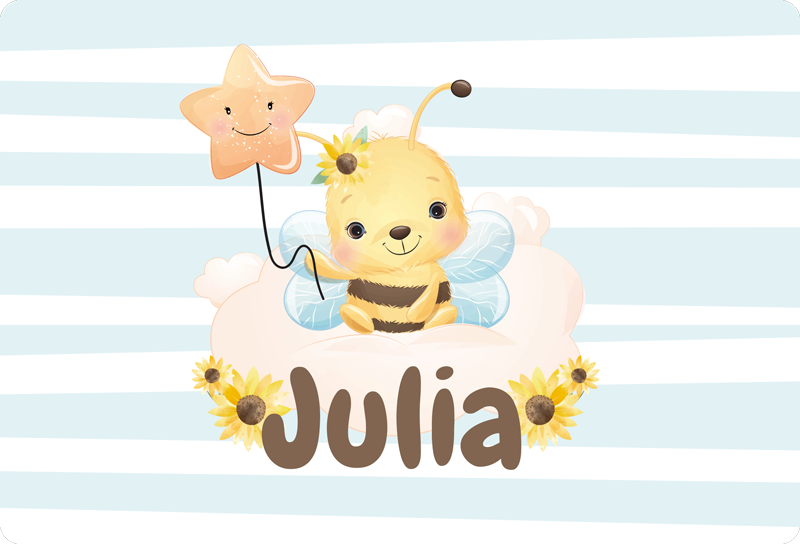 Tappeto vinile animali api carine con nome - TenStickers