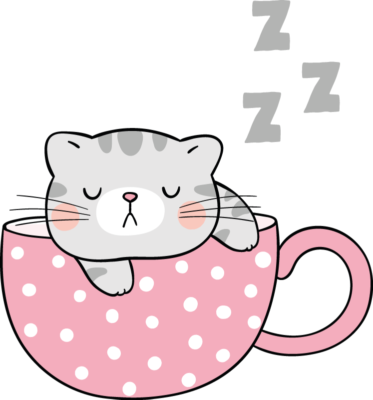 Tappeto vinile animali tazza gatto dormiente - TenStickers