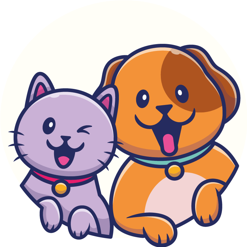 Tappeto vinile animali gatto e cane giocosi - TenStickers