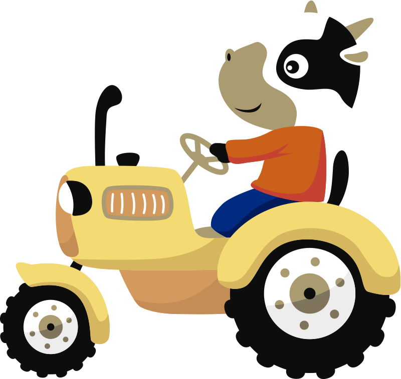Tappeto vinile animali mucca sul trattore - TenStickers