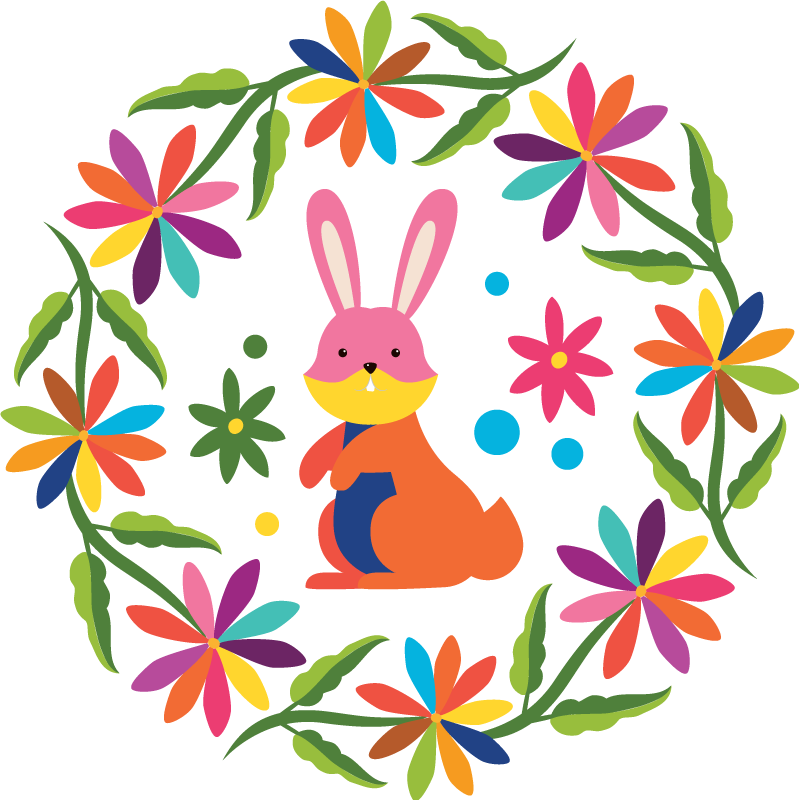 Tappeto vinile animali design con coniglio colorato - TenStickers