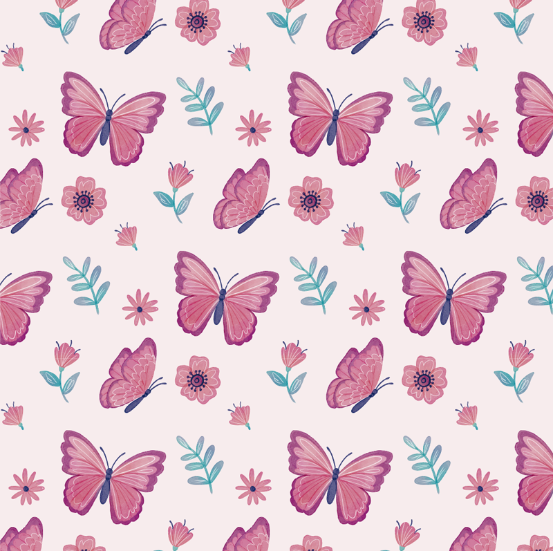 Tappeto vinile animali composizione farfalla fiore - TenStickers
