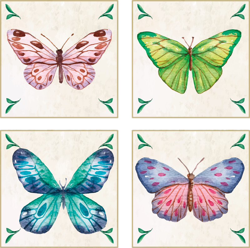 Tappeto vinile animali design farfalle vivaci - TenStickers