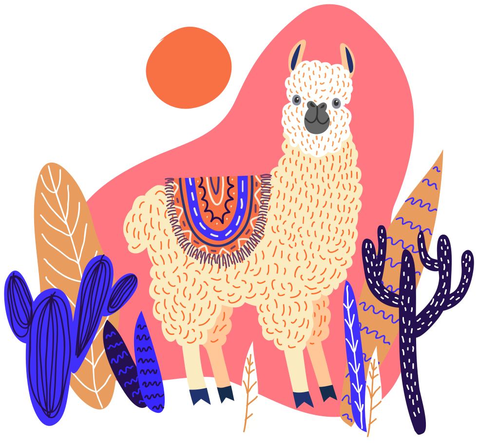 Tappeto vinile animali lama peruviano e cactus - TenStickers