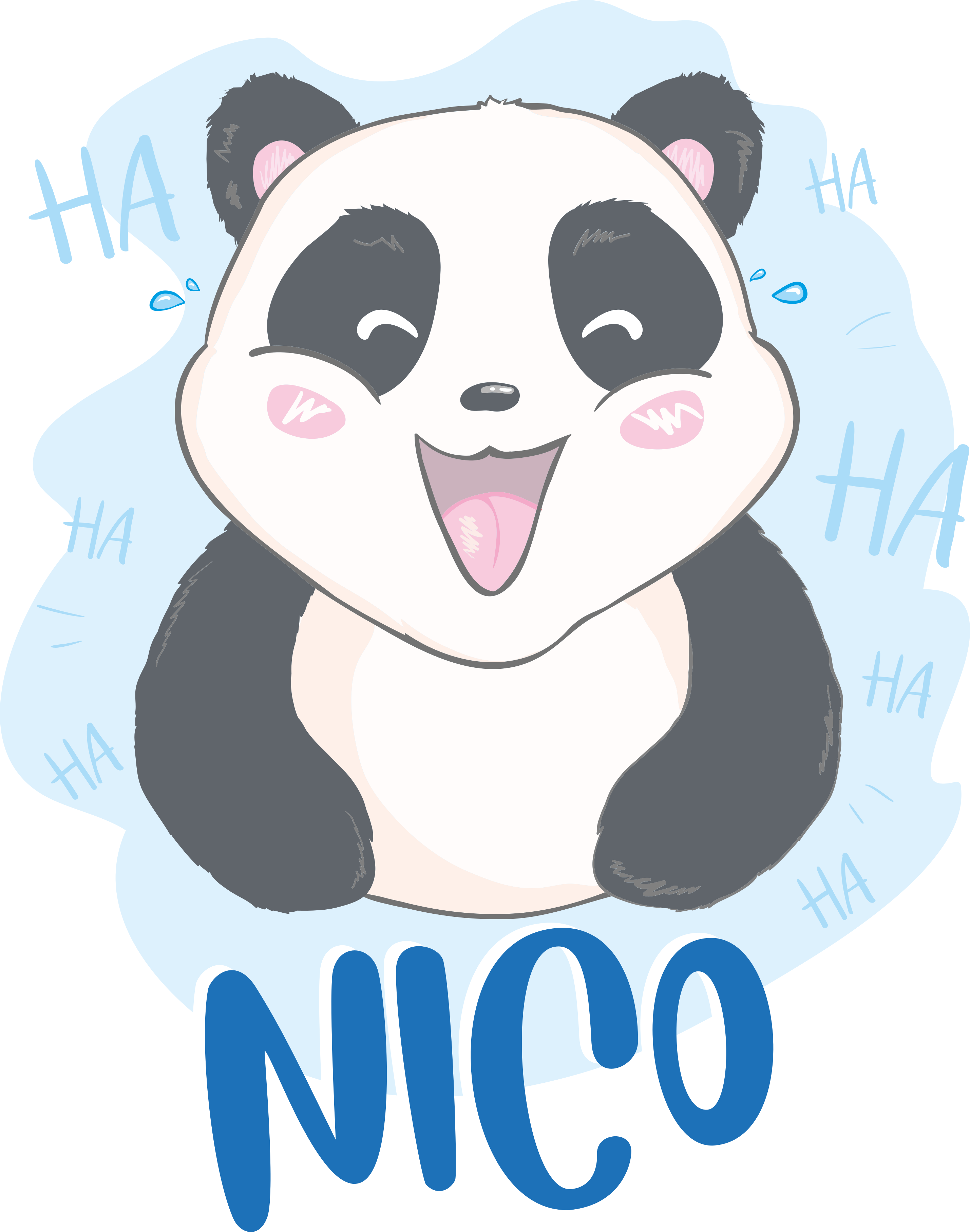 Tappeto vinile animali panda baby sorpreso col nome - TenStickers