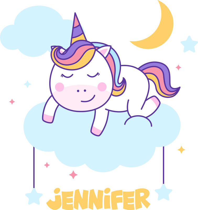 Tappeto vinile animali unicorno che dorme arcobaleno - TenStickers
