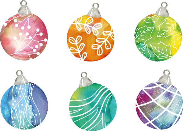 Tappeto vinile natale palline di natale acquerello - TenStickers