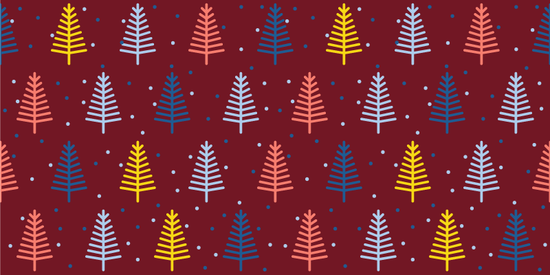Tappeto vinile natale motivo colorato di pini - TenStickers