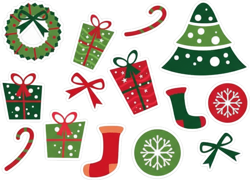 Tappeto vinile natale elementi natalizi classici - TenStickers