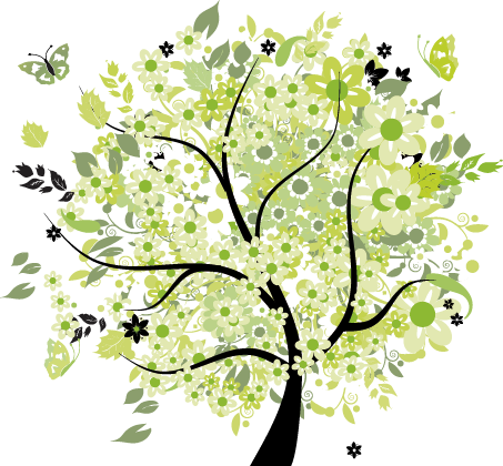Tappeto vinile fiori albero verde di primavera - TenStickers