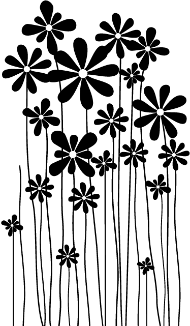 Tappeto vinile fiori grandi neri - TenStickers