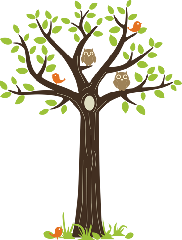 Tappeto vinile fiori gufi e alberi - TenStickers