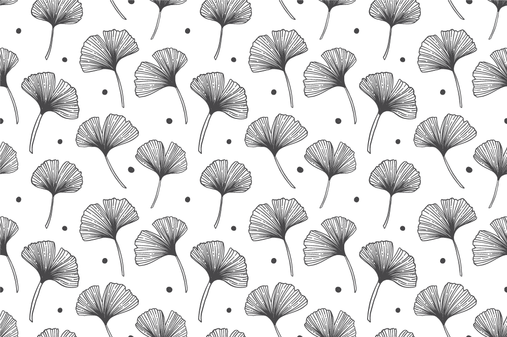 Tappeto vinile fiori foglie di ginkgo bianco - TenStickers