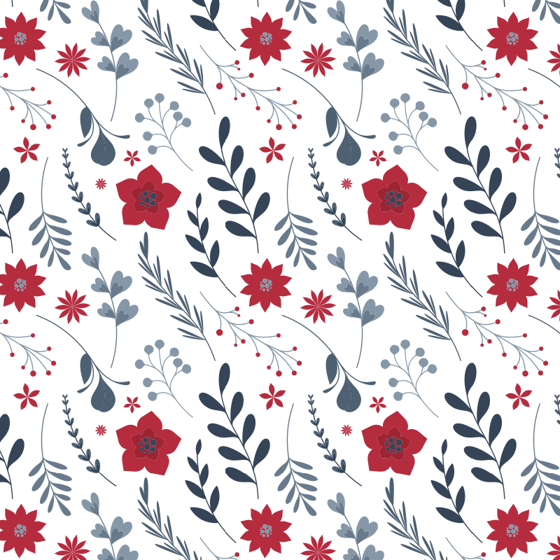 Tappeto vinile fiori motivo rosso e bianco - TenStickers