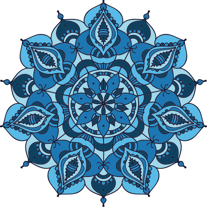 Tappeto vinile fiori mandala blu loto - TenStickers