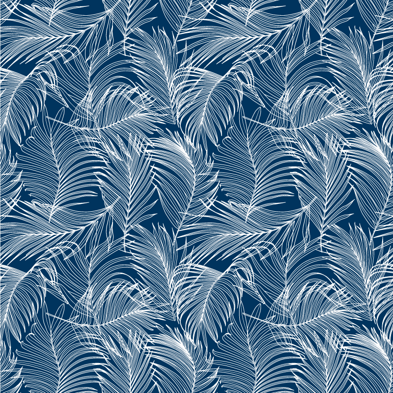 Tappeto vinile fiori foglie blu eleganti - TenStickers