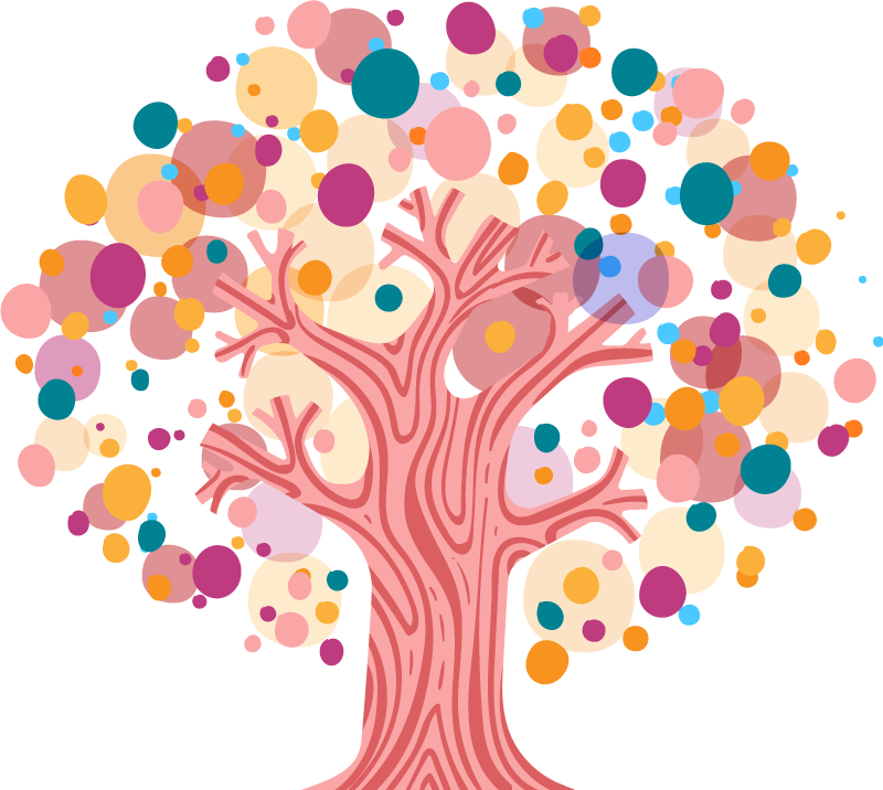 Tappeto vinile fiori silhouette di albero colorato - TenStickers