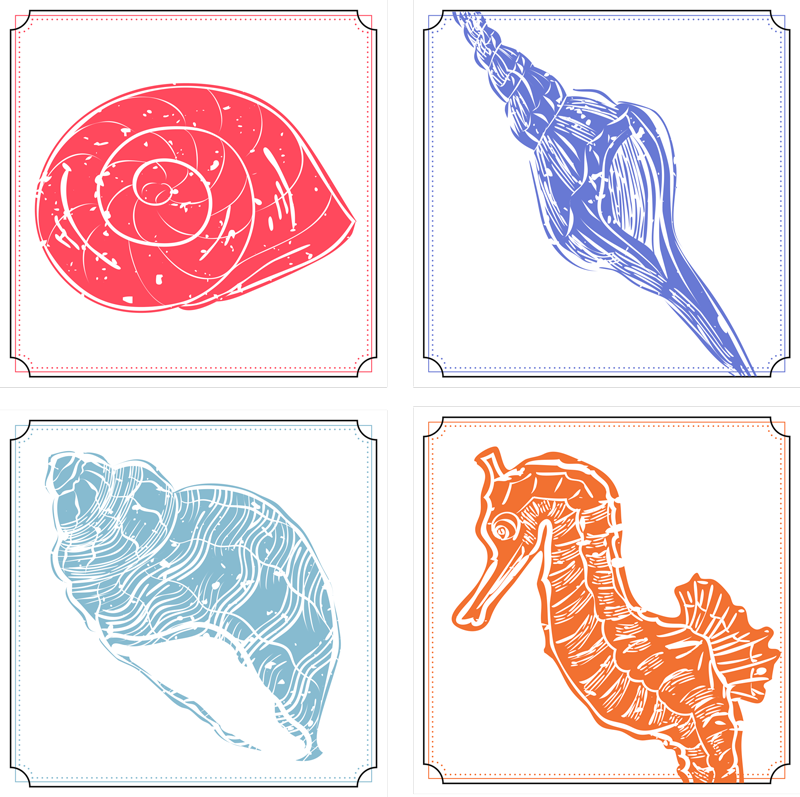 Tappeto vinile fiori motivi di vita marina - TenStickers