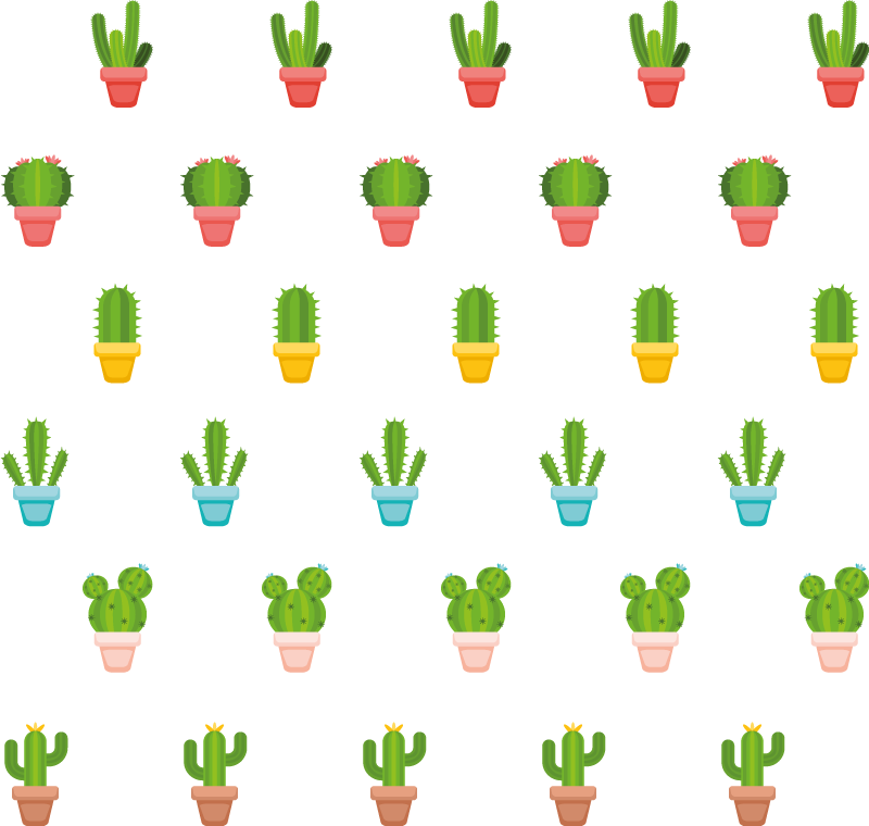 Tappeto vinile fiori con motivo di cactus - TenStickers