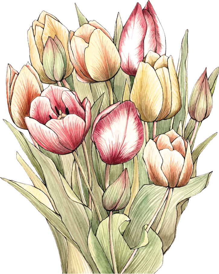 Tappeto vinile fiori bouquet di tulipani colorati - TenStickers