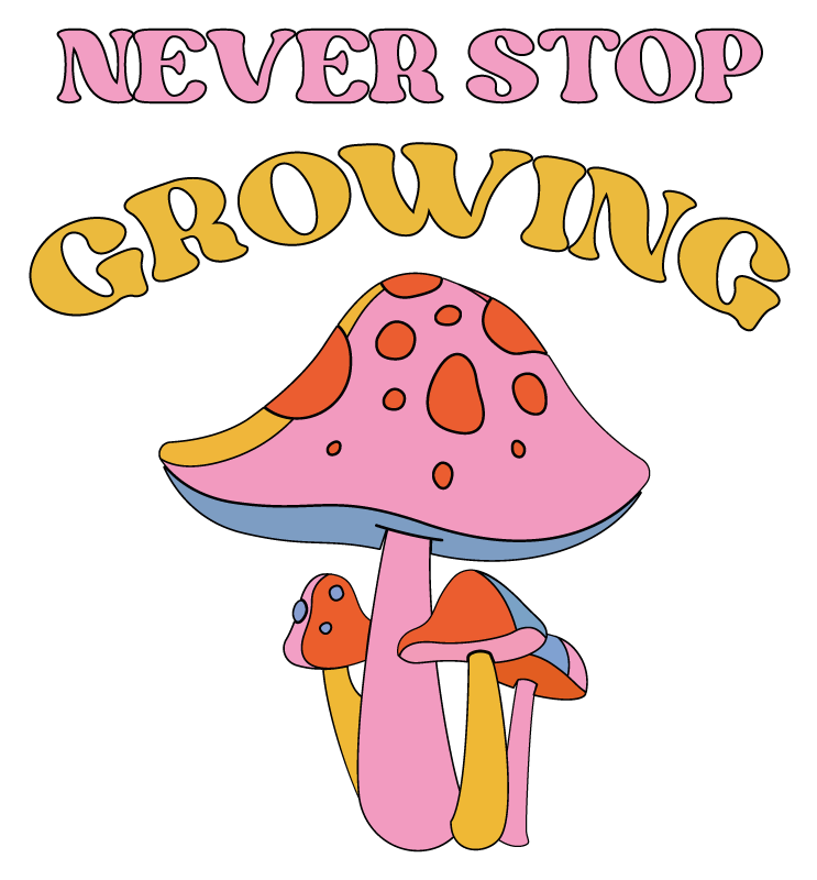 Tappeto vinile fiori crescita di funghi giocosi - TenStickers