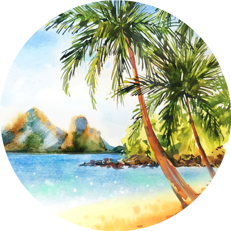 Tappeto vinile fiori palme acquerello - TenStickers