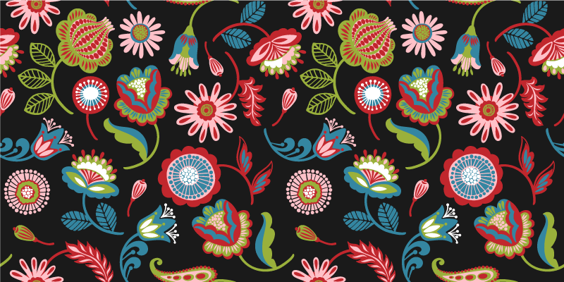 Tappeto vinile fiori motivo popolare colorato - TenStickers