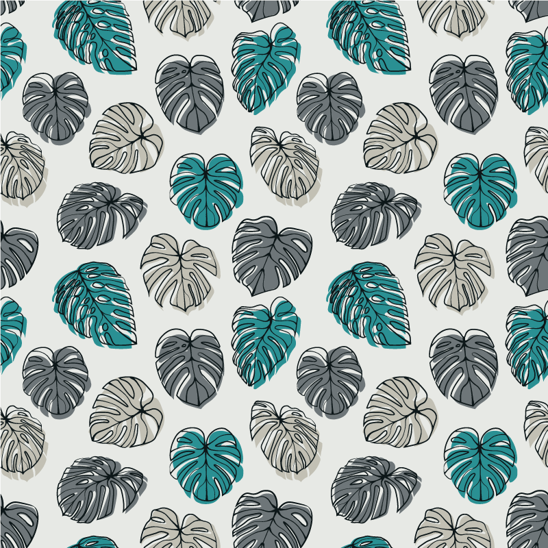 Tappeto vinile fiori foglie tropicali astratte - TenStickers