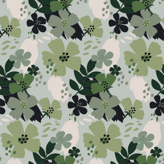 Tappeto vinile fiori motivo floreale tonalità verde - TenStickers