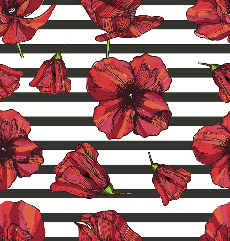 Tappeto vinile fiori piante di papavero polacco - TenStickers